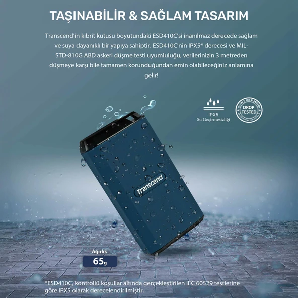 Transcend TS1TESD410C 1TB USB/Type-C 20Gbps 2000/2000MB/s Taşınabilir Harici SSD - 4