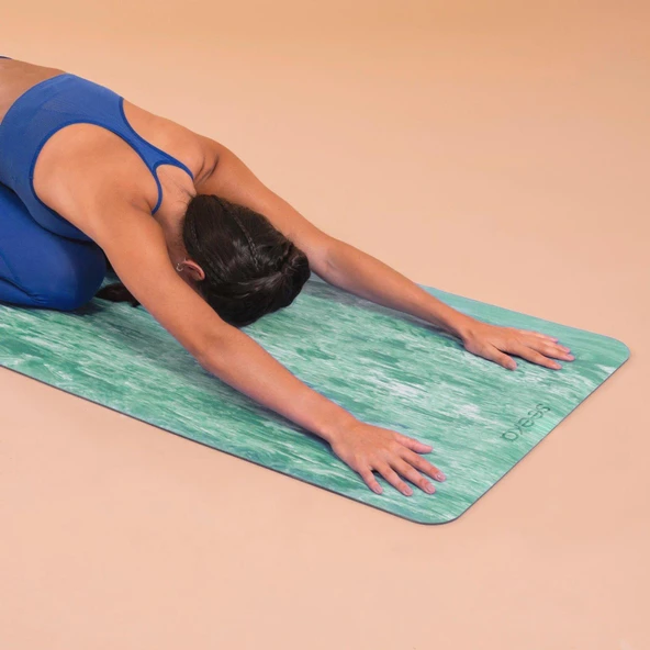 Seeka Marble Yoga Mat - Yeşil (183cm x 68cm Eksta Geniş Ekstra Uzun) - 4