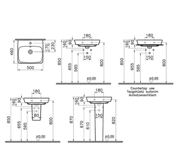 5661B003-0001 VitrA Metropole 50 cm Standart Lavabo - 2