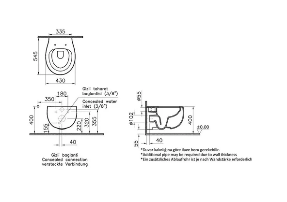 Vitra Memoria Rim-Ex Kanalsız Asma Klozet 5885B403-0559 - Resim 4