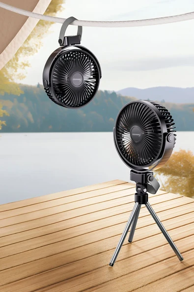 Proware Aydınlatmalı Taşınabilir Fan 360° açı ayarı Siyah