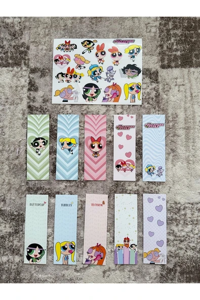 Powerpuff Girls Kitap Ayraç Ve Stickers Çıkartma Seti PYTKSTKRYRC51 ürün görseli