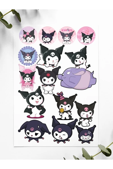 Sanrio Kuromi Anime Tasarım Stickers Çıkartma PYTKSTK175 - Resim 3