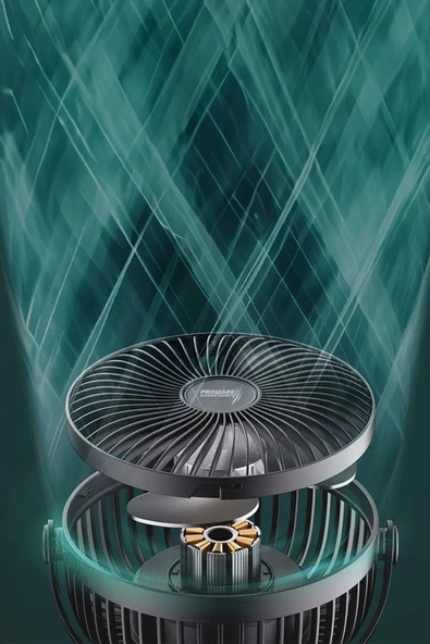 Proware Aydınlatmalı Taşınabilir Fan 360° açı ayarı Siyah - 4