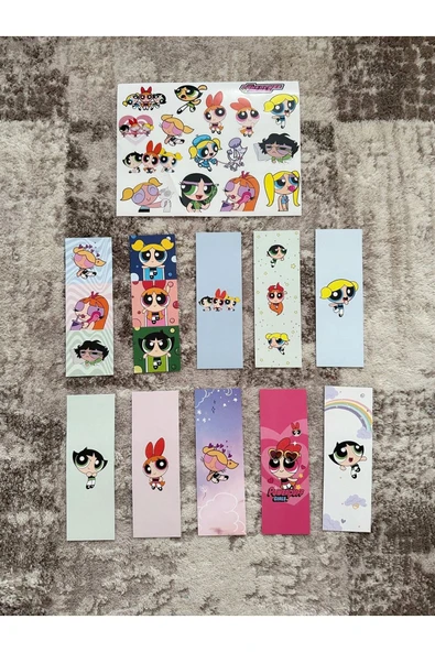 Powerpuff Girls Kitap Ayraç Ve Stickers Çıkartma Seti PYTKSTKRYRC50