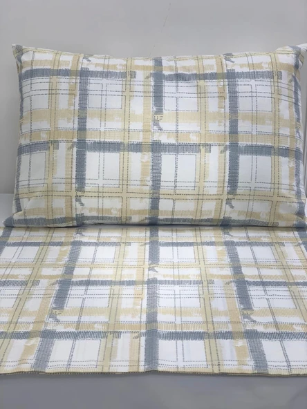 NİVEMESHOME FÜME EKOSE DESEN 2 Lİ YASTIK KILIFI KAPAKLI 50X70 - 2