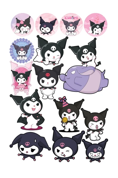 Sanrio Kuromi Anime Tasarım Stickers Çıkartma PYTKSTK175 - Resim 4