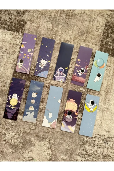 Astronot Gezegen Karışık Tasarım 10 Adet Kitap Ayraç Seti Pytkayrac130 - Resim 2