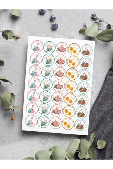 El Emeği Örgü Teşekkür Ederiz Stickers Paketleme Kargo Çıkartma PYTKSTK172 - Resim 2