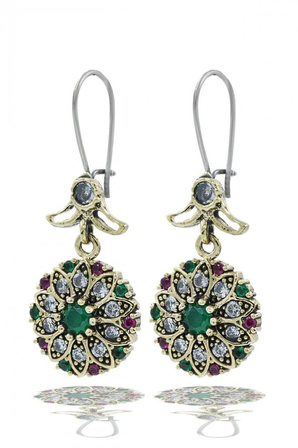 Verde  Renkli Taşlı  Gümüş Üçlü Set Otantik Takı Ayarlanabiilir Yüzüklü - Resim 3