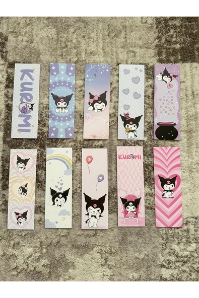 Sanrio Kuromi Anime Tasarım 10 Adet Kitap Ayraç Seti Pytkayrac131 - Resim 2