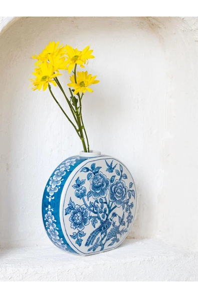 The Mia Dekoratif Küp Vazo Mavi 26x13x33 cm ürün görseli