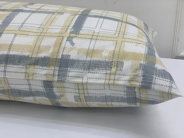 NİVEMESHOME FÜME EKOSE DESEN 2 Lİ YASTIK KILIFI KAPAKLI 50X70 - 3