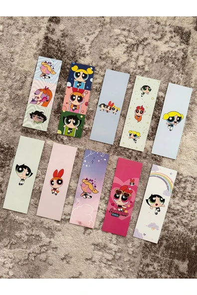 Powerpuff Girls Tasarım 10 Adet Kitap Ayraç Seti Pytkayrac137 - Resim 2