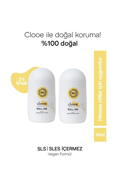 Clooe Doğal Roll On Unisex Ter Kokusu Önleyici (50ml) - 2’li Fırsat Paketi
