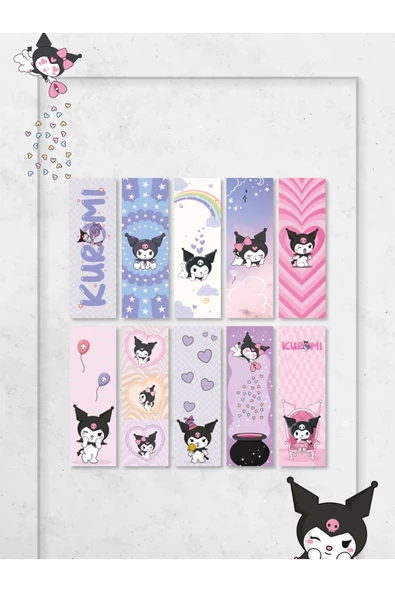 Sanrio Kuromi Anime Karışık Tasarım 10 Adet Kitap Ayraç Seti Pytkayrac128 ürün görseli