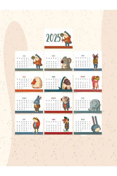Hayvan Karikatür Tasarımlı 2025 Masa Takvimi PYTKTKVMM105 - Resim 6
