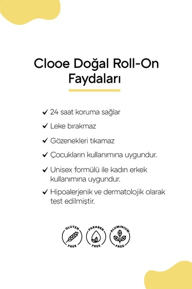 Clooe Doğal Roll On Unisex Ter Kokusu Önleyici (50ml) - 2’li Fırsat Paketi - 3