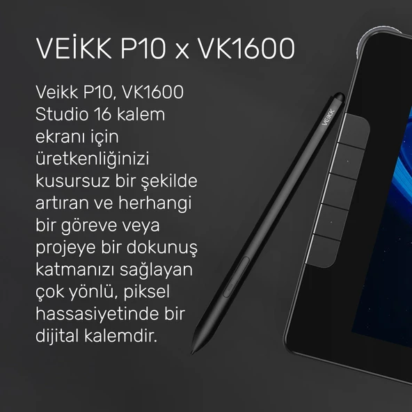 Veikk VK1600 Grafik Tableti İçin Pilsiz Pasif Kalem (Veikk P10) - 6