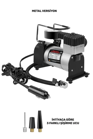 Araba Oto Araç Lastik Şişirme Pompası Metal Motorlu Kompresör 150 Psi Çakmaklık Girişli Kompresör - 8