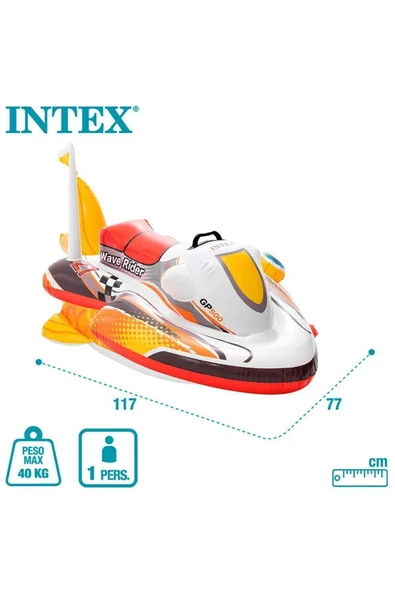 Intex Tutmalı Jetski Binici - Çocuk Şişme Jet Ski - Deniz Binici Motor - Havuz Binici Jetski 117x77 cm 3+Yaş - 3