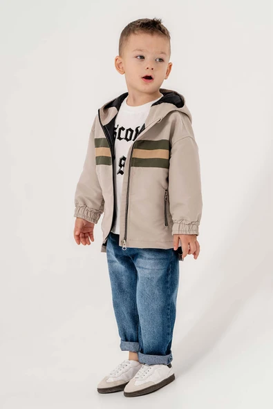 Kapüşonlu Çift Cepli Astarlı 3 Parça Erkek Çocuk Ceketli Takım - 5