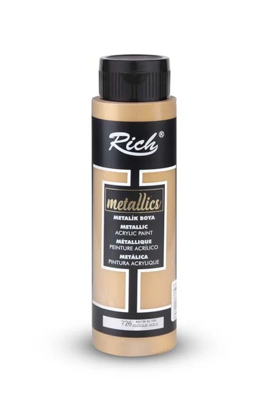 Rich Akrilik Boya Metalik 500 cc Antik Altın 0726 - Resim 2