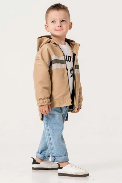 Kapüşonlu Çift Cepli Astarlı 3 Parça Erkek Çocuk Ceketli Takım - 9