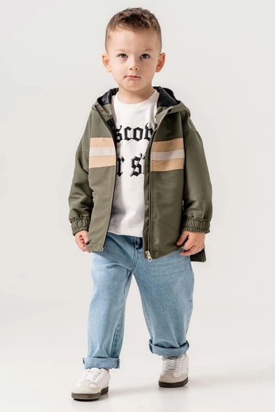 Kapüşonlu Çift Cepli Astarlı 3 Parça Erkek Çocuk Ceketli Takım - 9