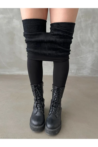 Unisex Termal Kışlık Sıcak Tutan Yüksek Bel Günlük Rahat Esnek Içi Peluş - 4