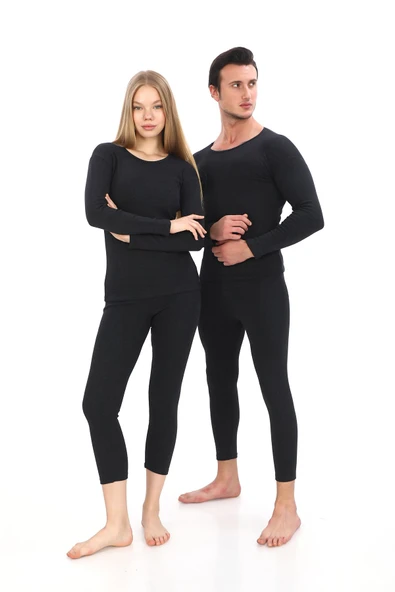 Unisex Fanila Alt Üst İçlik Takım Kışlık İçlik Termal Pamuklu Likralı Günlük Terletmeyen Sıcak Tutan - 6