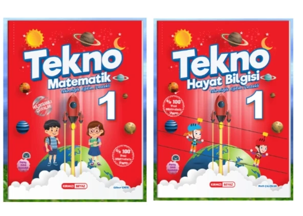 KIRMIZI BEYAZ YAYINLARI 1.SINIF 2.DÖNEM TEKNO MATEMATİK - HAYAT BİLGİSİ 2'Lİ SET