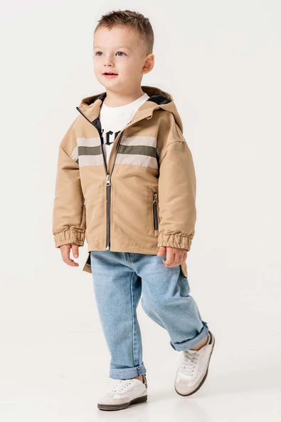 Kapüşonlu Çift Cepli Astarlı 3 Parça Erkek Çocuk Ceketli Takım - Resim 6