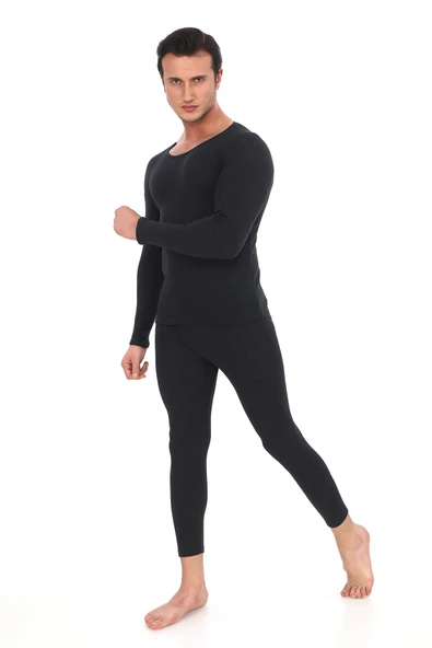 Unisex Fanila Alt Üst İçlik Takım Kışlık İçlik Termal Pamuklu Likralı Günlük Terletmeyen Sıcak Tutan - 2