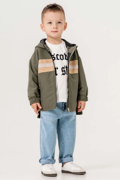 Kapüşonlu Çift Cepli Astarlı 3 Parça Erkek Çocuk Ceketli Takım