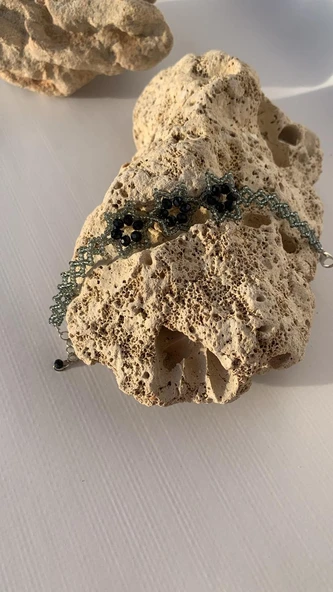 Siyah Ve Koyu Gri Renkli Yıldız Desenli Miyoki Boncuk Bileklik El Yapımı Hediyelik - 6