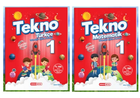 KIRMIZI BEYAZ YAYINLARI 1.SINIF 2.DÖNEM TEKNO TÜRKÇE - MATEMATİK 2'Lİ SET