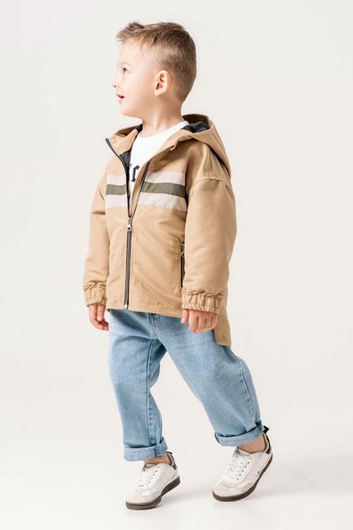 Kapüşonlu Çift Cepli Astarlı 3 Parça Erkek Çocuk Ceketli Takım - Resim 5