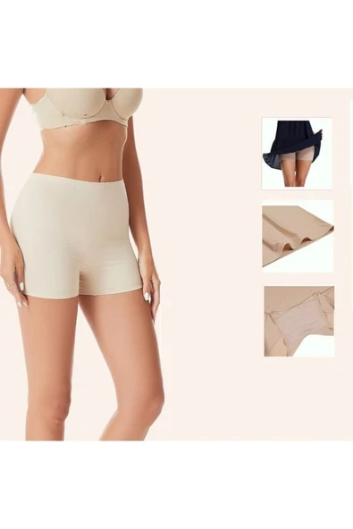 Kadın Yüksek Bel Lazer Kesim İz Göstermeyen 3'Lü Paket Slip Boxer - 6