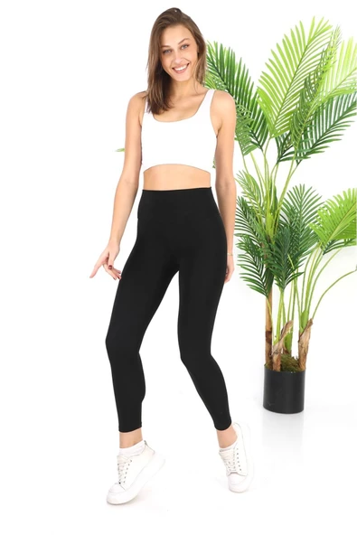 Kışlık Yüksek Bel Günlük Toparlayıcı Ve Sıkılaştırıcı Sıcak Tutan Likralı Şardonlu Kışlık Tayt - 5