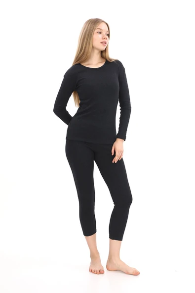 Unisex Fanila Alt Üst İçlik Takım Kışlık İçlik Termal Pamuklu Likralı Günlük Terletmeyen Sıcak Tutan - 3