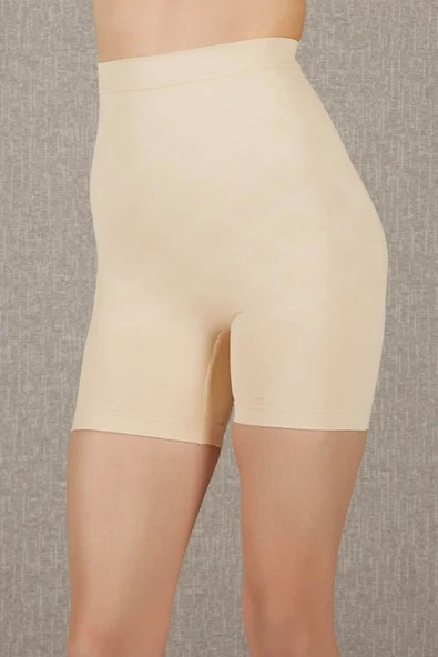 Toparlayıcı Beden Küçülten Ekstra Silikonlu Yüksek Bel Kaydırmaz Sıkılaştırıcı Ten Korse Şort