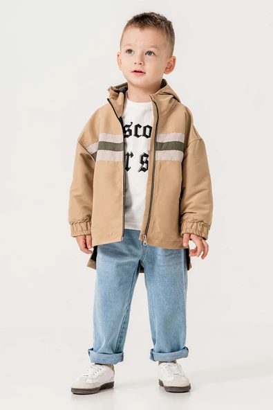 Kapüşonlu Çift Cepli Astarlı 3 Parça Erkek Çocuk Ceketli Takım - Resim 8