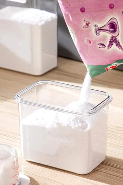 4'lü sızdırmaz depolama erzak bakliyat deterjan  ölçekli saklama kabı - 3