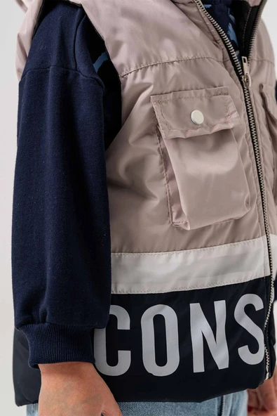 Su Geçirmez Astarlı Kapüşonlu 3 Parça Erkek Çocuk Yelekli Takım - 9