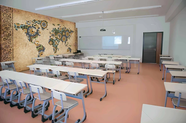 Mozaik Desenli Dünya Haritası Okul Duvar Kağıdı - 4