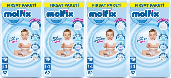 Molfix Bebek Bezi Beden:4 (7-14KG) Maxi 248 Adet Avantaj Fırsat Pk
