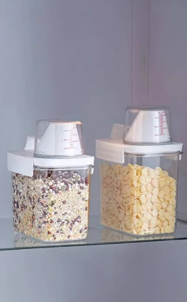 2'li sızdırmaz depolama erzak bakliyat deterjan ölçekli saklama kabı - 2