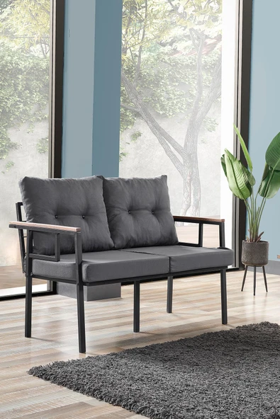 Evdemo Saye Metal Bahçe Balkon Oturma Takımı 2+1+1+Orta Sehpa Antrasit - 2