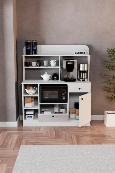 Evdemo Latte Çok Amaçlı Dolap Kahve Köşesi Beyaz - 3